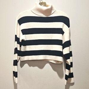 Zara Striped Black and White Turtleneck Sweater size 11-12